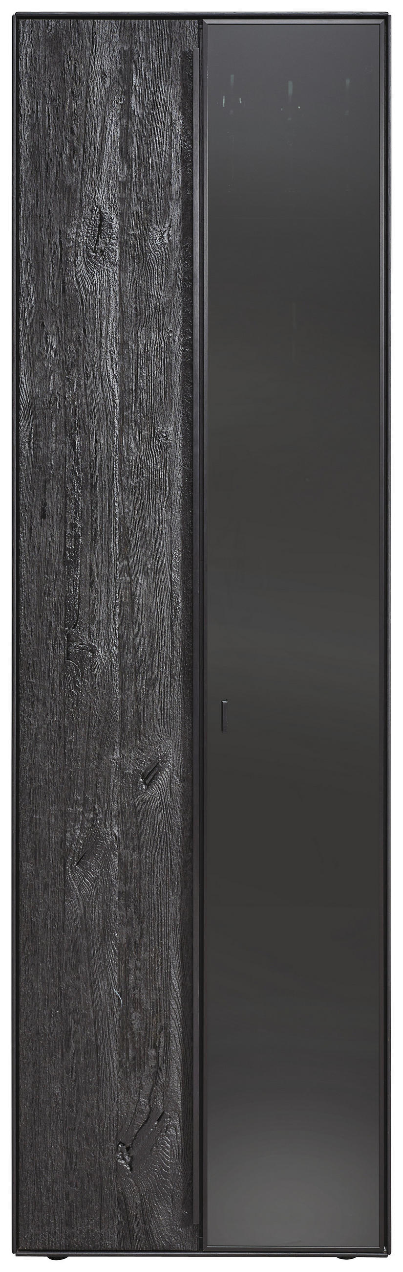 VITRINE Schwarz, Eichefarben  62/205,5/39,5 cm  - Eichefarben/Anthrazit, Natur, Glas/Holz (62/205,5/39,5cm) - Valnatura