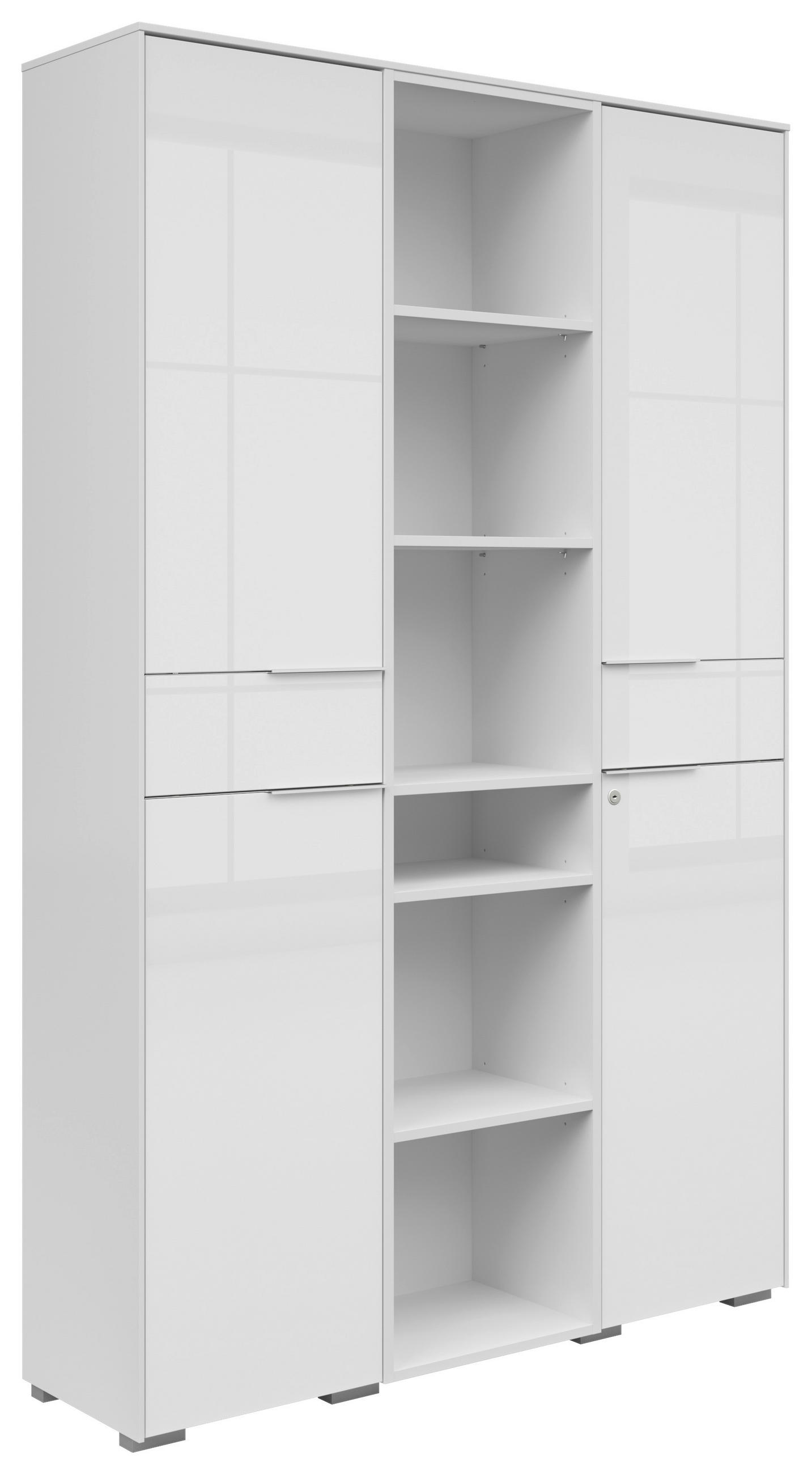 SCHRANK - Weiß, KONVENTIONELL, Glas/Holzwerkstoff (122/199/37cm) - Voleo