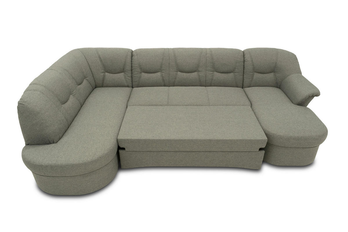 WOHNLANDSCHAFT Graubraun Mikrofaser  - Graubraun/Schwarz, KONVENTIONELL, Kunststoff/Textil (180/295/146cm) - MID.YOU