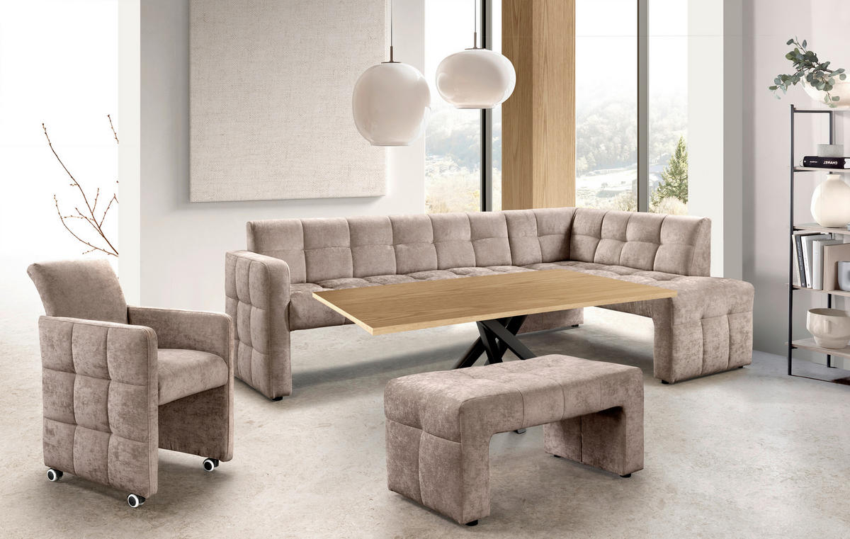 KLUPA KUTNA  bež  drvo, tekstil, drvni materijal      - bež/crna, Moderno, drvni materijal/drvo (245/157cm) - Livetastic