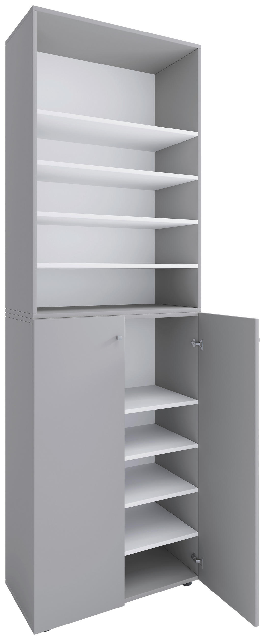 SCHUHSCHRANK Grau  - Silberfarben/Schwarz, Design, Holzwerkstoff/Kunststoff (70/220/40cm) - MID.YOU