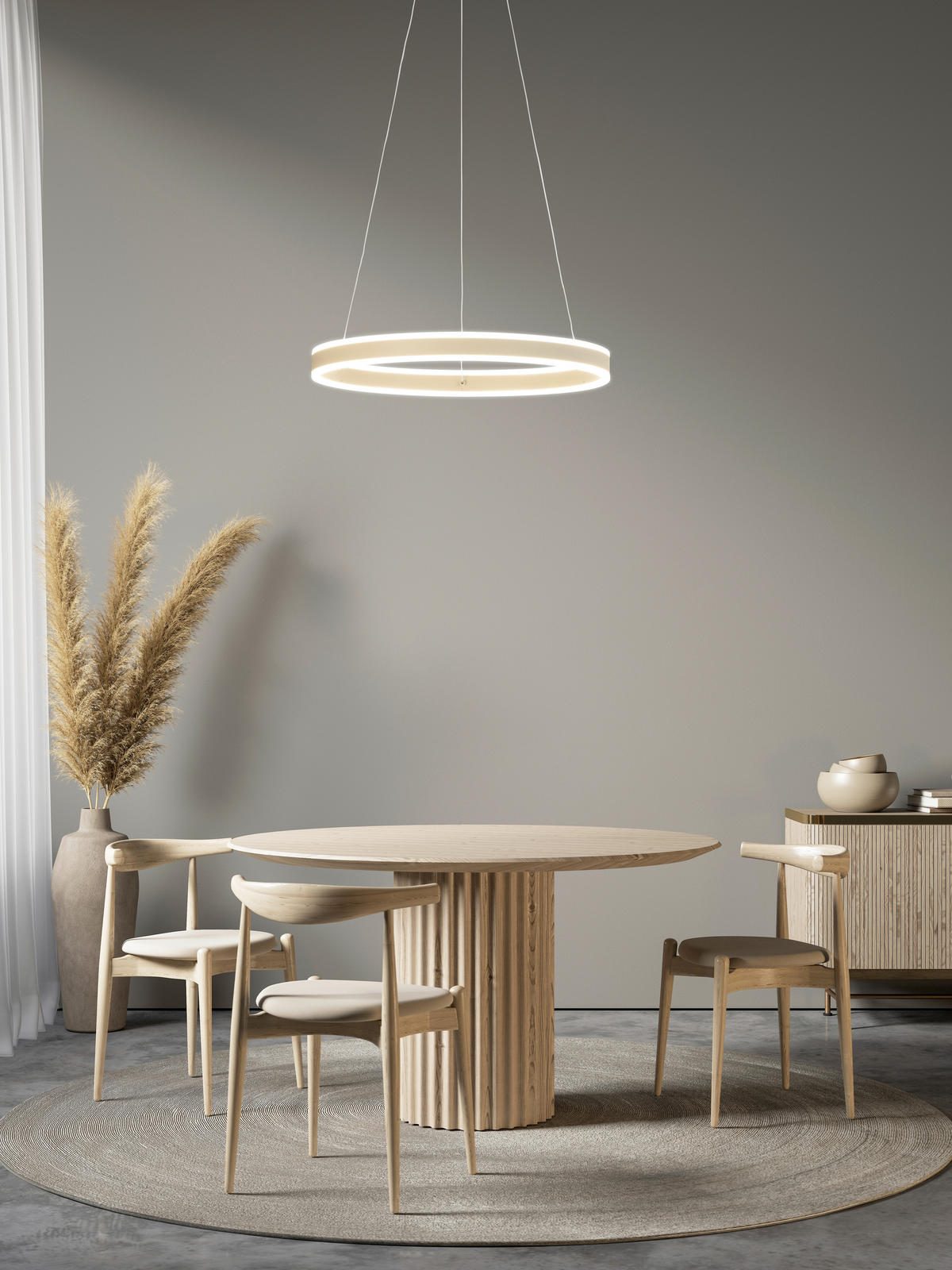 LED-HÄNGELEUCHTE Silivio 50/70-180 cm  - Sandfarben, Design, Metall (50/70-180cm)