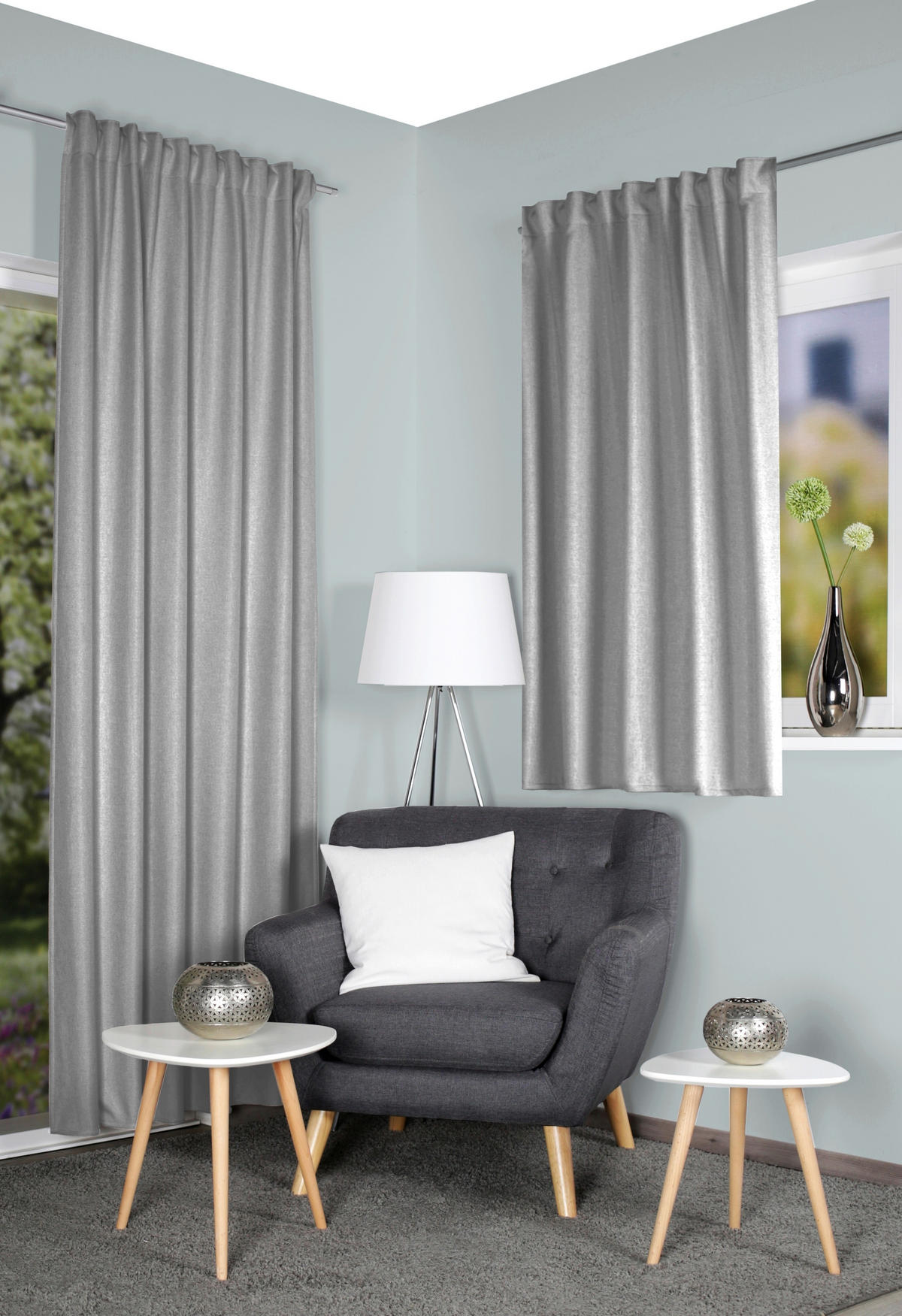 WÄRMESCHUTZVORHANG Verdunkelung 135/145 cm   - Silberfarben, Basics, Textil (135/145cm)