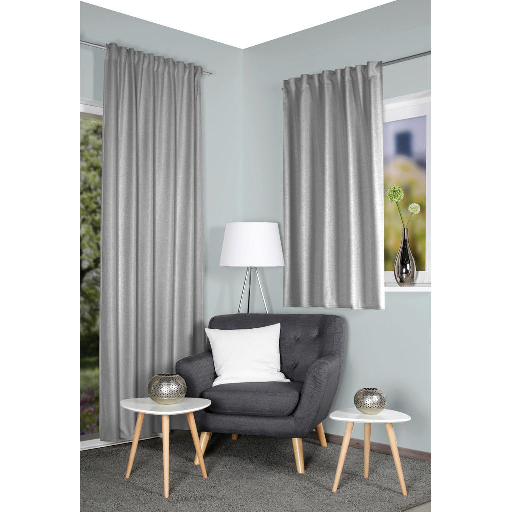 Thumbnail - Xxxl Wärmeschutzvorhang, Silber, Textil, Uni, 135x160 cm, für Stange und Schiene geeignet, Lärmschutz, Wärmeschutz, mit ...