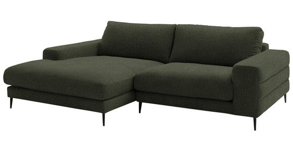 ECKSOFA  in Flachgewebe Dunkelgrün Rücken echt  177/253 cm  - Dunkelgrün/Schwarz, Design, Textil/Metall (177/253cm) - Dieter Knoll