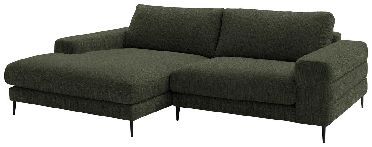 ECKSOFA in Flachgewebe Dunkelgrün  - Dunkelgrün/Schwarz, Design, Textil/Metall (177/253cm) - Dieter Knoll