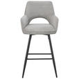 BARHOCKER Cord Schwarz, Hellgrau Eisen Stoffauswahl, inklusive Armlehnen  - Hellgrau/Schwarz, Design, Textil/Metall (56/110/58cm) - Hom`in
