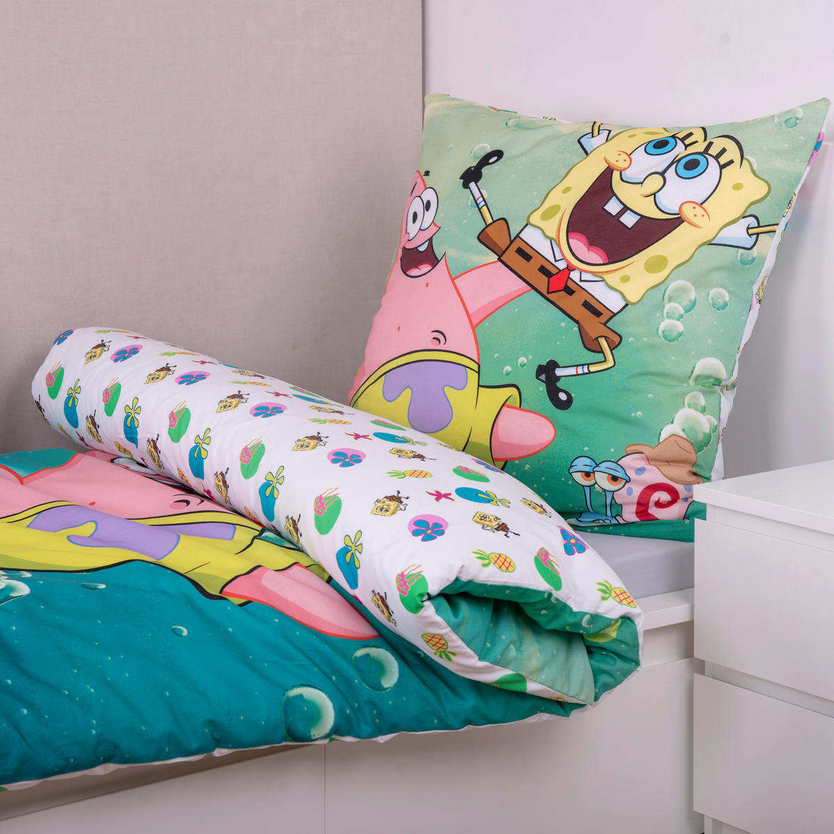 JUGENDBETTWÄSCHE SPONGEBOB Renforcé 135/200 cm  - Gelb/Rosa, Basics, Textil (135/200cm) - Herding