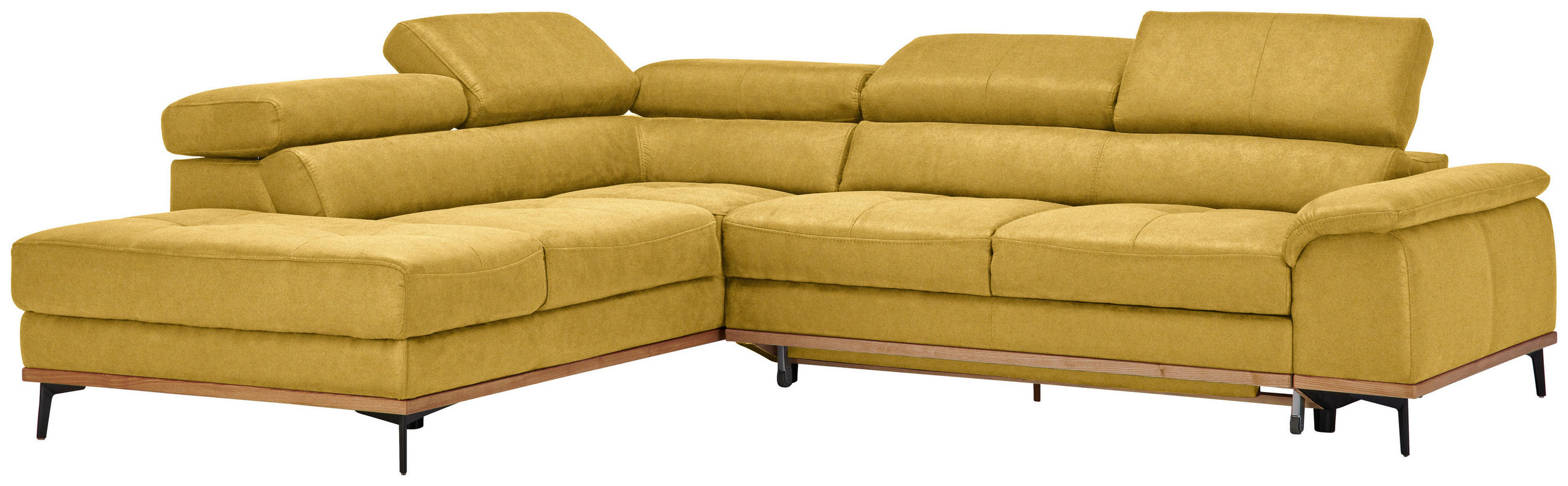 ECKSOFA in Webstoff Gelb  - Gelb/Schwarz, Natur, Holz/Textil (226/282cm) - Novel