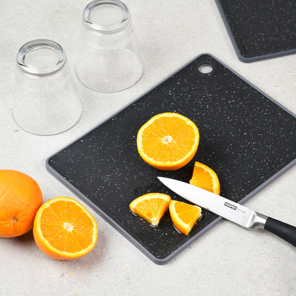 SCHNEIDEBRETT-SET Kunststoff  - Schwarz, Basics, Kunststoff - Kesper