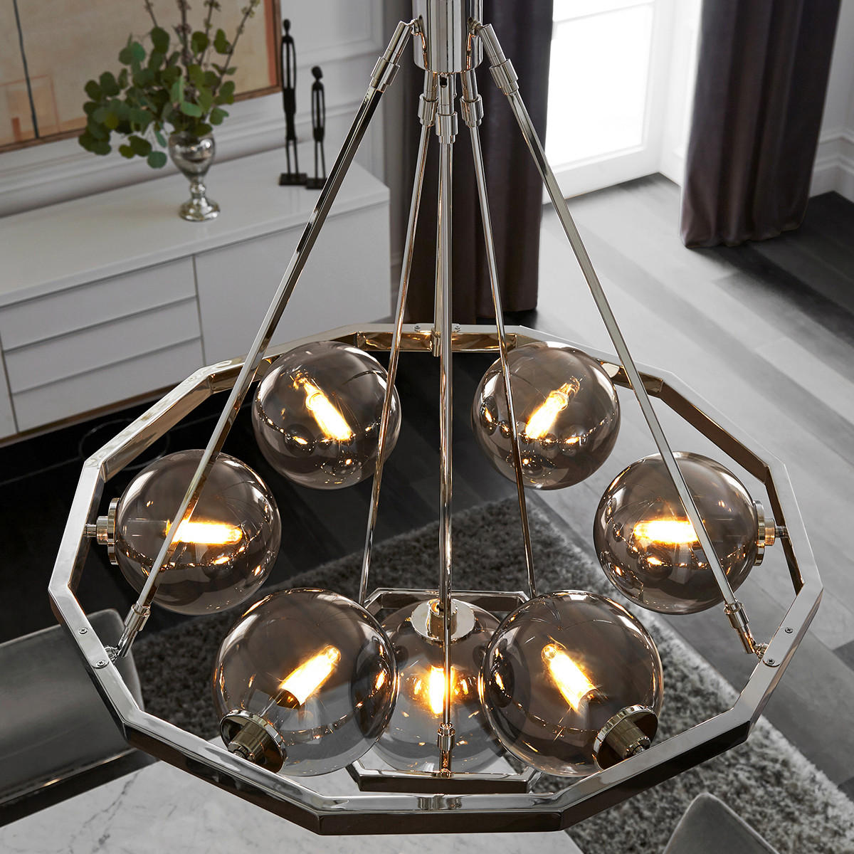 TAKKRONA Harper 81,3/100,3 cm  - nickelfärgad, Design, metall/glas (81,3/100,3cm) - Elstead Lighting