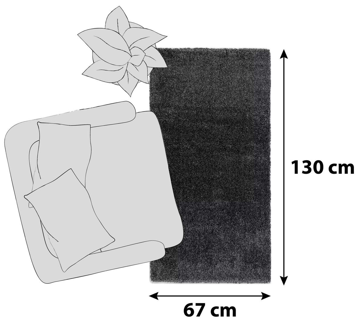 HOCHFLORTEPPICH 67/130 cm Savage Anthrazit  - Anthrazit, KONVENTIONELL, Textil (67/130cm) - Schöner Wohnen