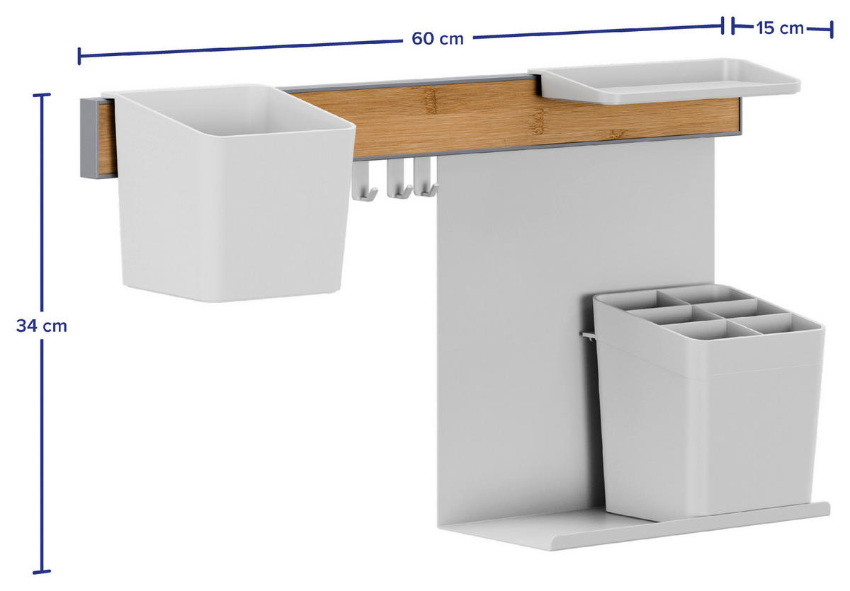 KÜCHEN-ORGANIZER-SET  - Braun/Weiß, Basics, Holz/Kunststoff (60/34/15cm) - Tesa