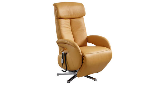 RELAXSESSEL in Leder Currygelb  - Currygelb/Alufarben, Design, Leder/Metall (70/112/80cm) - Cantus