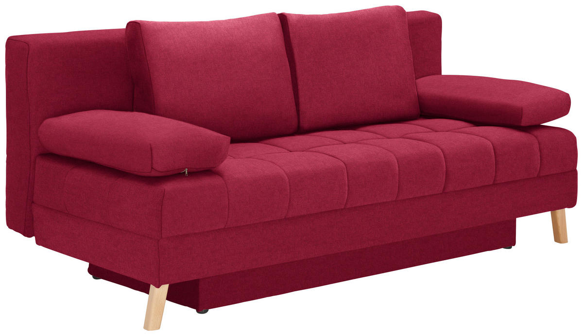 SCHLAFSOFA Webstoff Rot  - Rot/Naturfarben, Konventionell, Holz/Textil (195/90/90cm) - Cantus