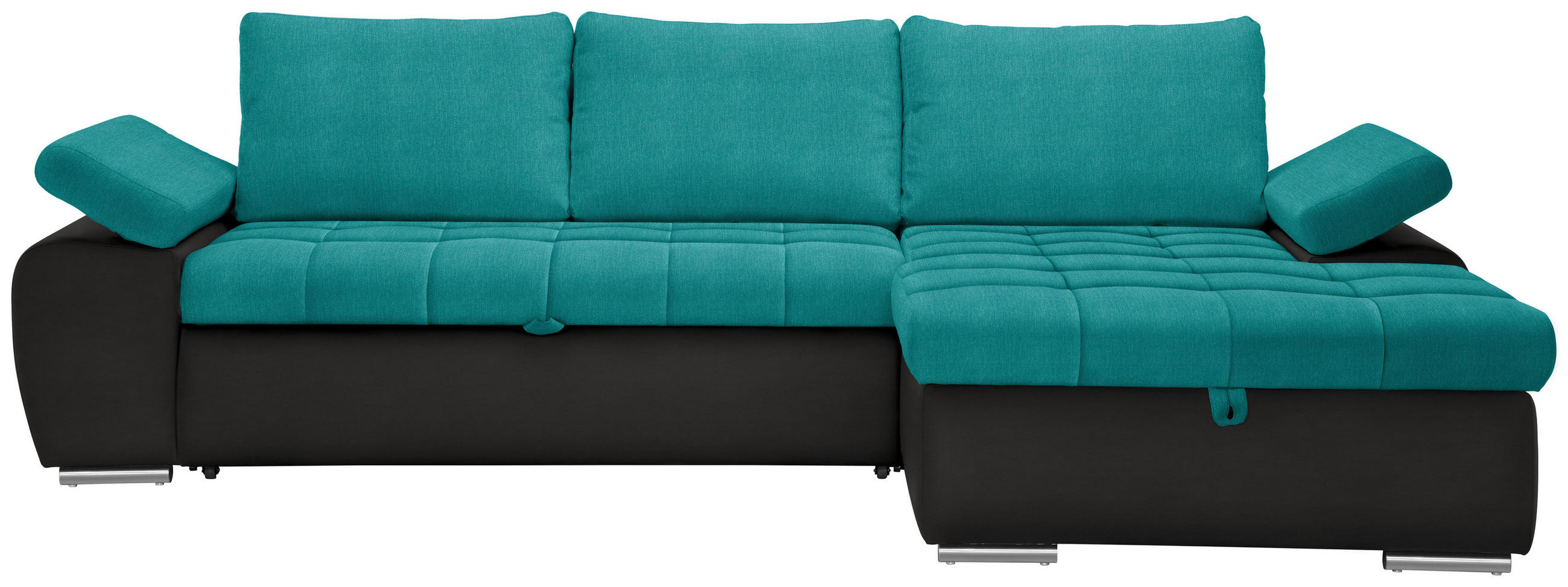 ECKSOFA  in Flachgewebe Schwarz, Türkis  271/175 cm  - Türkis/Schwarz, Design, Kunststoff/Textil (271/175cm) - Xora