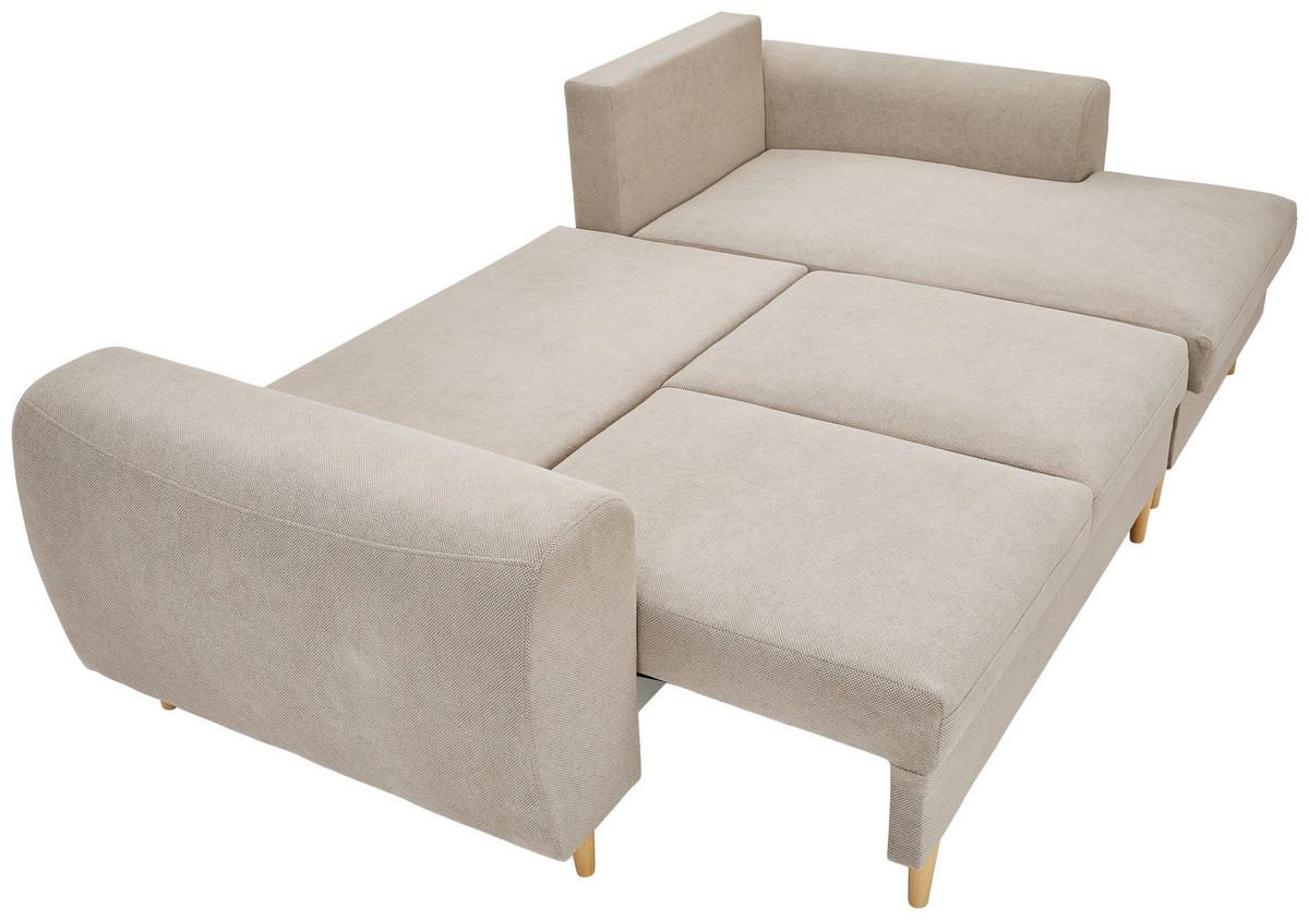 ECKSOFA in Webstoff Beige  - Beige/Naturfarben, Konventionell, Holz/Textil (250/145cm) - MID.YOU