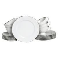KAFFEESERVICE Maria Theresia Platin 18-teilig  - Platinfarben/Weiß, Basics, Keramik (34/28,5/25,5cm) - Creatable