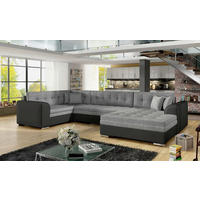 WOHNLANDSCHAFT in Samt Grau, Schwarz  - Chromfarben/Schwarz, Design, Textil/Metall (189/338/189cm) - MID.YOU