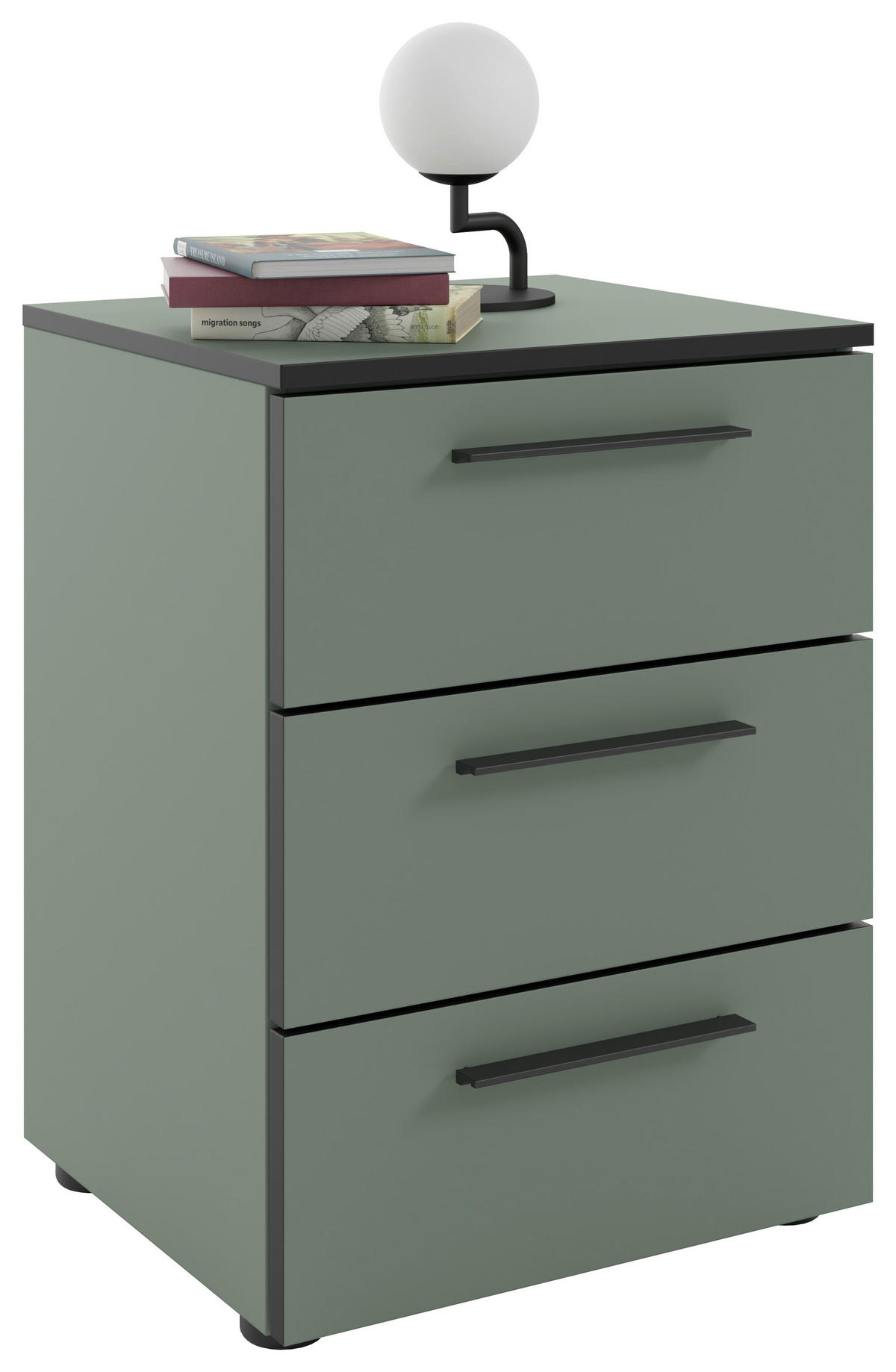 NACHTSCHRANK 45/61,4/40 cm  - Schilfgrün/Schwarz, MODERN, Holzwerkstoff/Kunststoff (45/61,4/40cm)