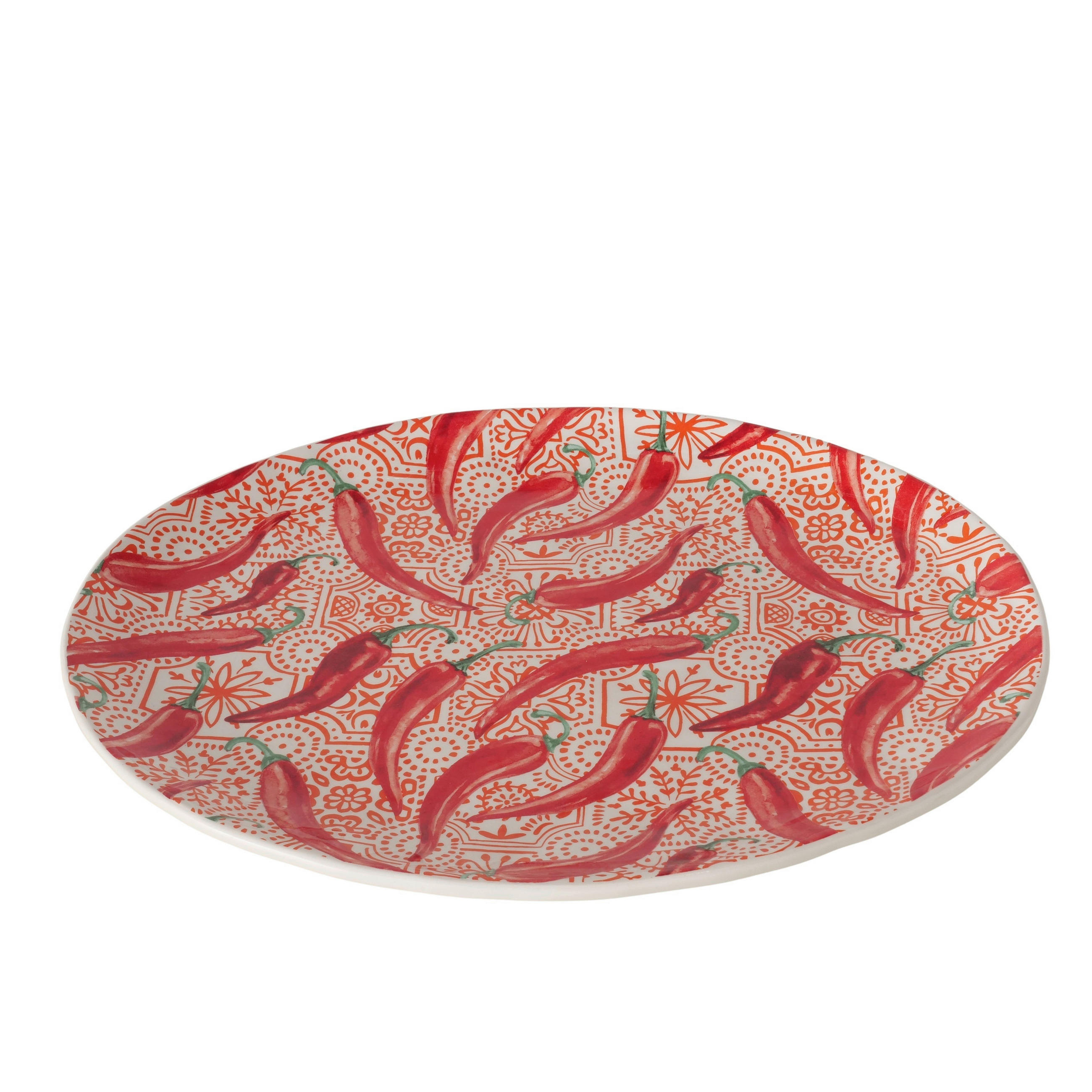 SERVIERPLATTE  - Rot, Trend, Keramik (38.5/31.5/2.8cm) - Boltze Home