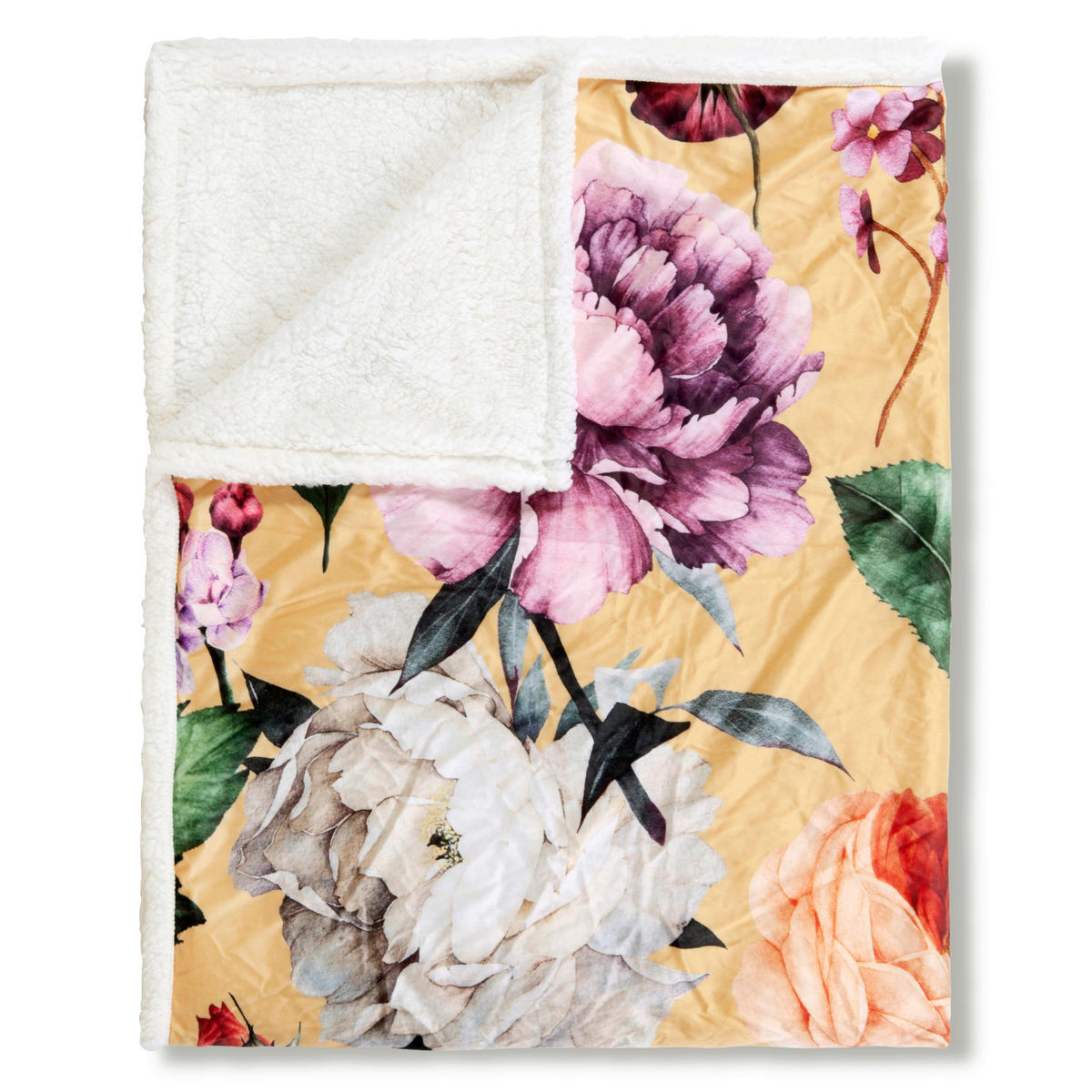 PLAID Fiori 130/160 cm  - Gelb/Goldfarben, Design, Textil (130/160cm)