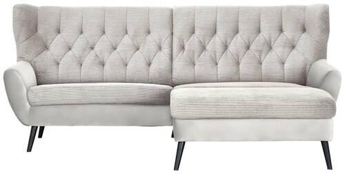 ECKSOFA Creme Cord - Creme/Schwarz, Design, Holz/Textil (237/165cm) - Stylife