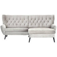 ECKSOFA in Cord Creme  - Creme/Schwarz, Design, Holz/Textil (237/165cm) - Stylife