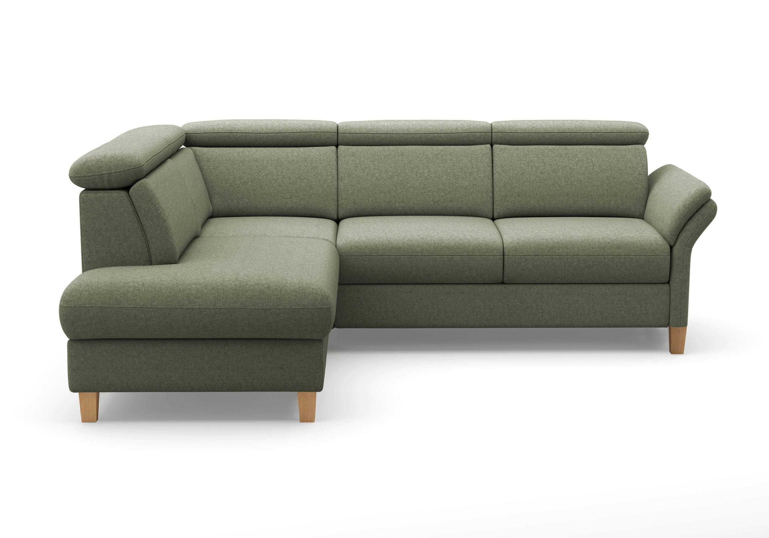 ECKSOFA GLENDALE E in Flachgewebe Olivgrün  193/247 cm  - Eichefarben/Olivgrün, KONVENTIONELL, Holz/Textil (193/247cm) - Sit & More