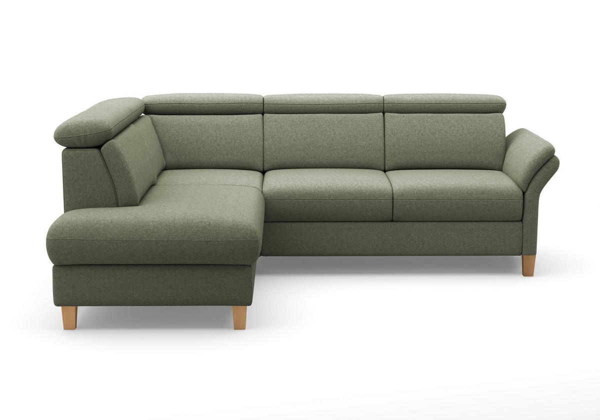 ECKSOFA GLENDALE E in Flachgewebe Olivgrün  193/247 cm  - Eichefarben/Olivgrün, KONVENTIONELL, Holz/Textil (193/247cm) - Sit & More