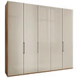FALTTÜRENSCHRANK 250/236/58 cm 3-türig Champagner, Eiche Bianco  - Schieferfarben/Eiche Bianco, KONVENTIONELL, Glas/Holzwerkstoff (250/236/58cm) - Dieter Knoll