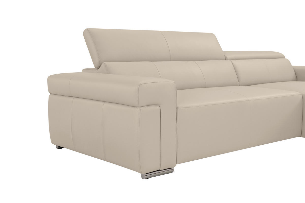 Ecksofa inkl. Funktion DUA Beigebraun Echtleder  - Chromfarben/Beigebraun, Design, Leder/Metall (293/170cm) - Novel