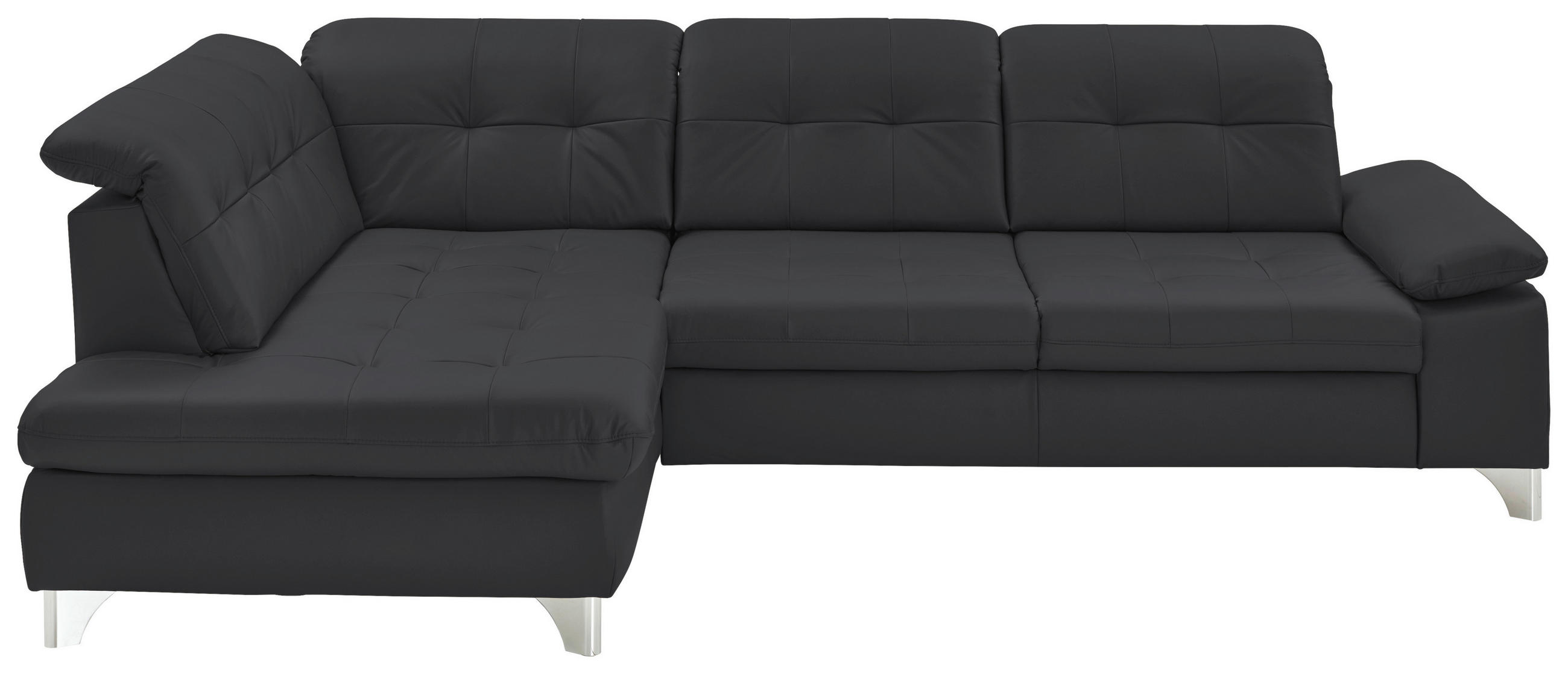 ECKSOFA in Echtleder Anthrazit  - Anthrazit, Basics, Leder/Metall (211/309cm) - Beldomo Speed