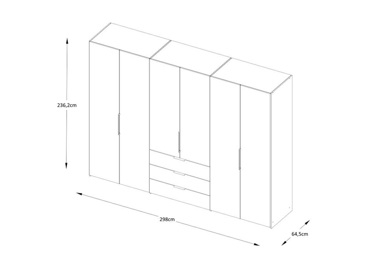 DREHTÜRENSCHRANK inkl. Zubehör 298/240/63 cm,  in Eiche Artisan, Elfenbein, 6-türig  - Elfenbein/Alufarben, Design, Holzwerkstoff/Metall (298/240/63cm) - Dieter Knoll