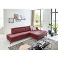 ECKSOFA Bordeaux Echtleder  - Bordeaux/Schwarz, Design, Leder/Metall (316/184cm) - Cantus