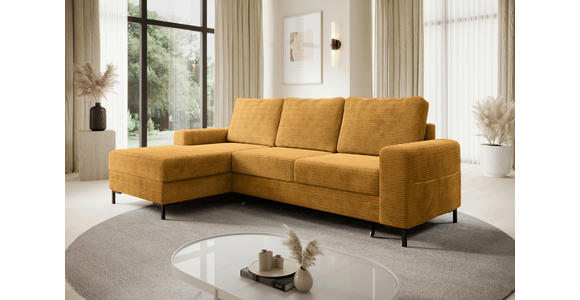 ECKSOFA Currygelb Cord  - Currygelb/Schwarz, KONVENTIONELL, Textil/Metall (150/240cm) - Carryhome