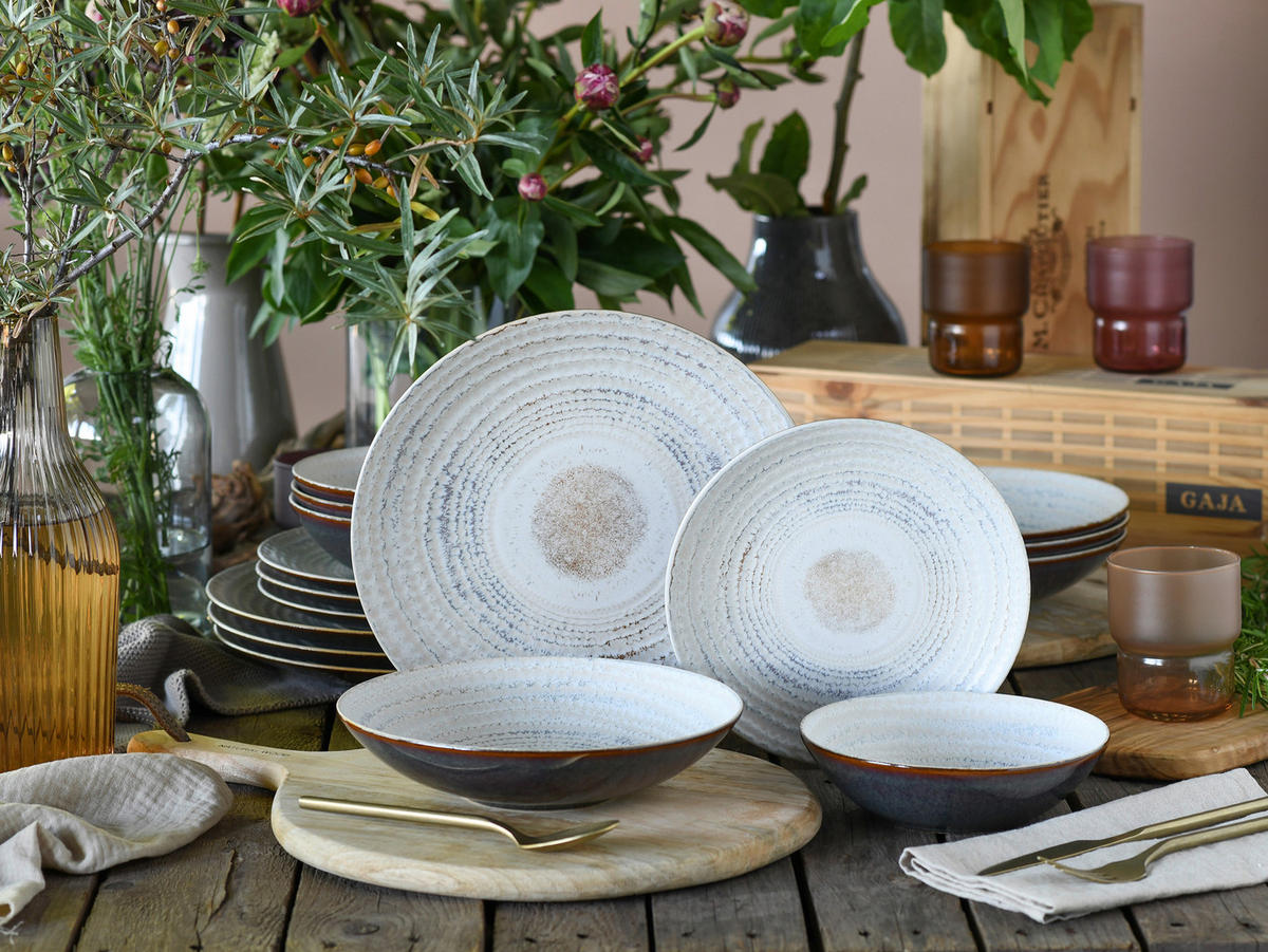 TAFELSERVICE Braun, Creme Neapel Offwhite 16-teilig  - Creme/Braun, Basics, Keramik - Creatable