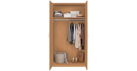 KLEIDERSCHRANK 106/194/54 cm 2-türig Buchefarben - Silberfarben/Buchefarben, Basics, Holzwerkstoff/Kunststoff (106/194/54cm) - Xora