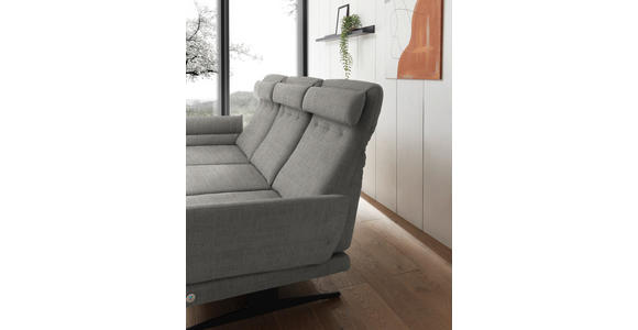 ECKSOFA Hellgrau Flachgewebe  - Hellgrau/Schwarz, Design, Textil/Metall (176-217/279-327cm) - Dieter Knoll
