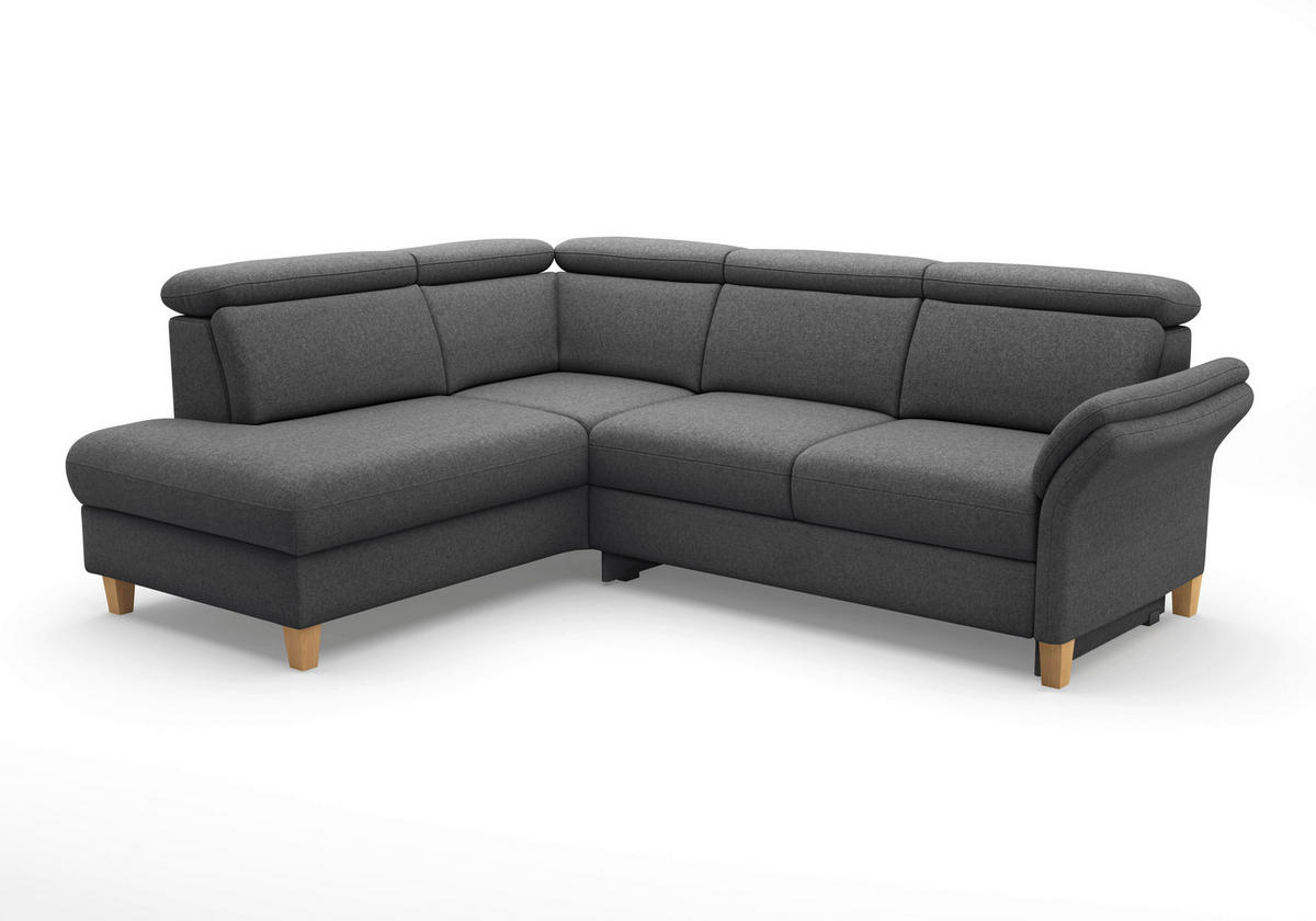 ECKSOFA GLENDALE E Dunkelgrau Flachgewebe  - Eichefarben/Dunkelgrau, KONVENTIONELL, Holz/Textil (193/247cm) - Sit & More