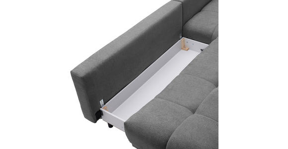 ECKSOFA in Chenille Grau, Dunkelgrau  - Dunkelgrau/Schwarz, MODERN, Textil/Metall (290/182cm) - Hom`in