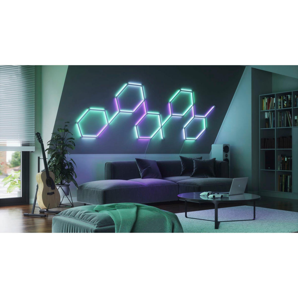 NANOLEAF LINES 9ER SET NANOLEAF 28/0,8/2 cm   - Weiß, Basics, Kunststoff (28/0,8/2cm) - P & B