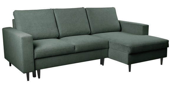 ECKSOFA  in Struktur Dunkelgrün  - Dunkelgrün/Schwarz, MODERN, Holz/Kunststoff (230/145cm) - Carryhome