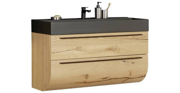 WASCHTISCHKOMBI 121 cm  - Alteiche/Schwarz, MODERN, Holz/Keramik (121cm) - Dieter Knoll