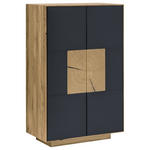 SCHUHSCHRANK Asteiche massiv Anthrazit, Eichefarben  - Eichefarben/Anthrazit, MODERN, Glas/Holz (72/112/37cm) - Linea Natura