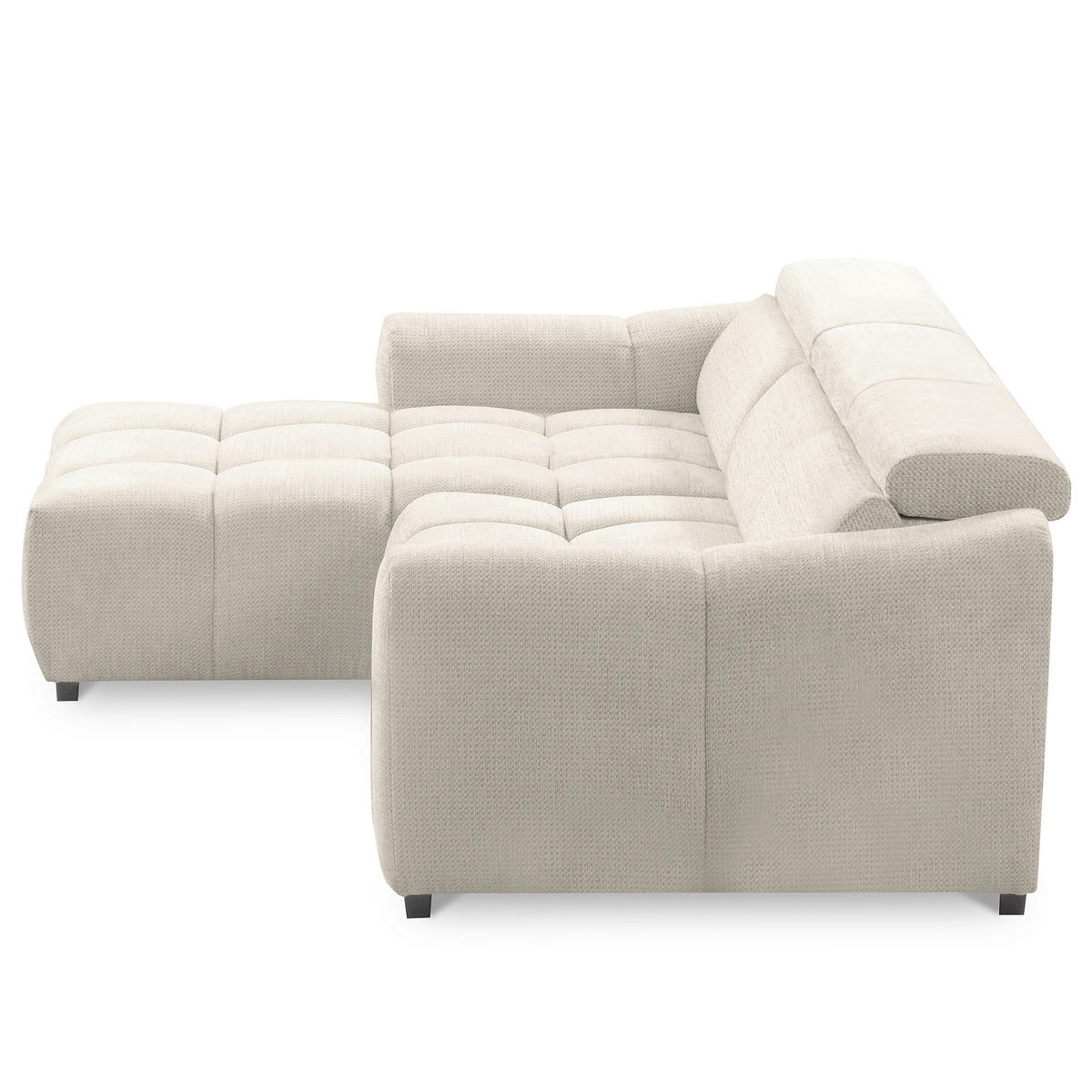 ECKSOFA  Webstoff Weiss  - Weiss/Schwarz, Design, Kunststoff/Textil (177/274cm) - Livetastic
