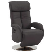 RELAXSESSEL Echtleder    - Anthrazit, KONVENTIONELL, Leder/Metall (70/114/80cm) - Cantus