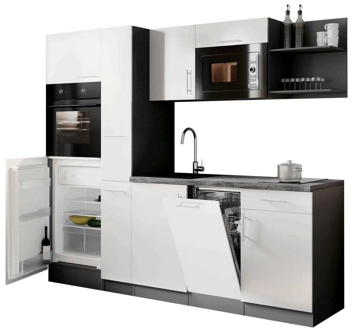 KÜCHENBLOCK Oliver 235 cm  in Weiß  - Weiß/Grau, Trend, Holzwerkstoff/Metall (235cm) - Respekta
