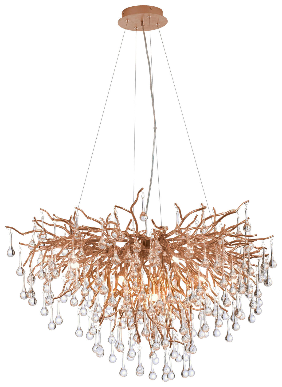 TAKKRONA Icicle  - mässingsfärgad, Klassisk, metall/glas (100/50/250cm)