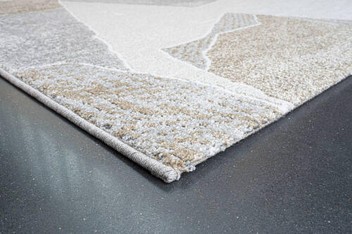 WEBTEPPICH 133/195 cm Valentino Grau, Weiß, Goldfarben  - Goldfarben/Weiß, Design, Kunststoff/Textil (133/195cm)